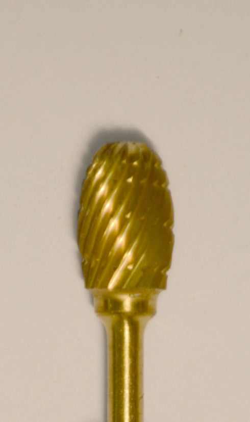 Egg/Oval (52C) TNT-Coated Dual Cut Regular HP Carbide Bur 52C-GOLD